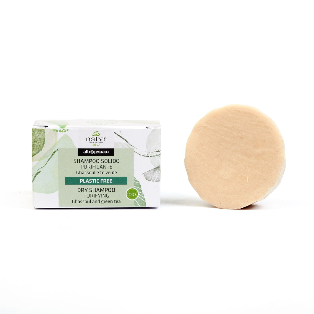 Shampoo solido - purificante - Ghassoul e tè verde - bio | 55 gr