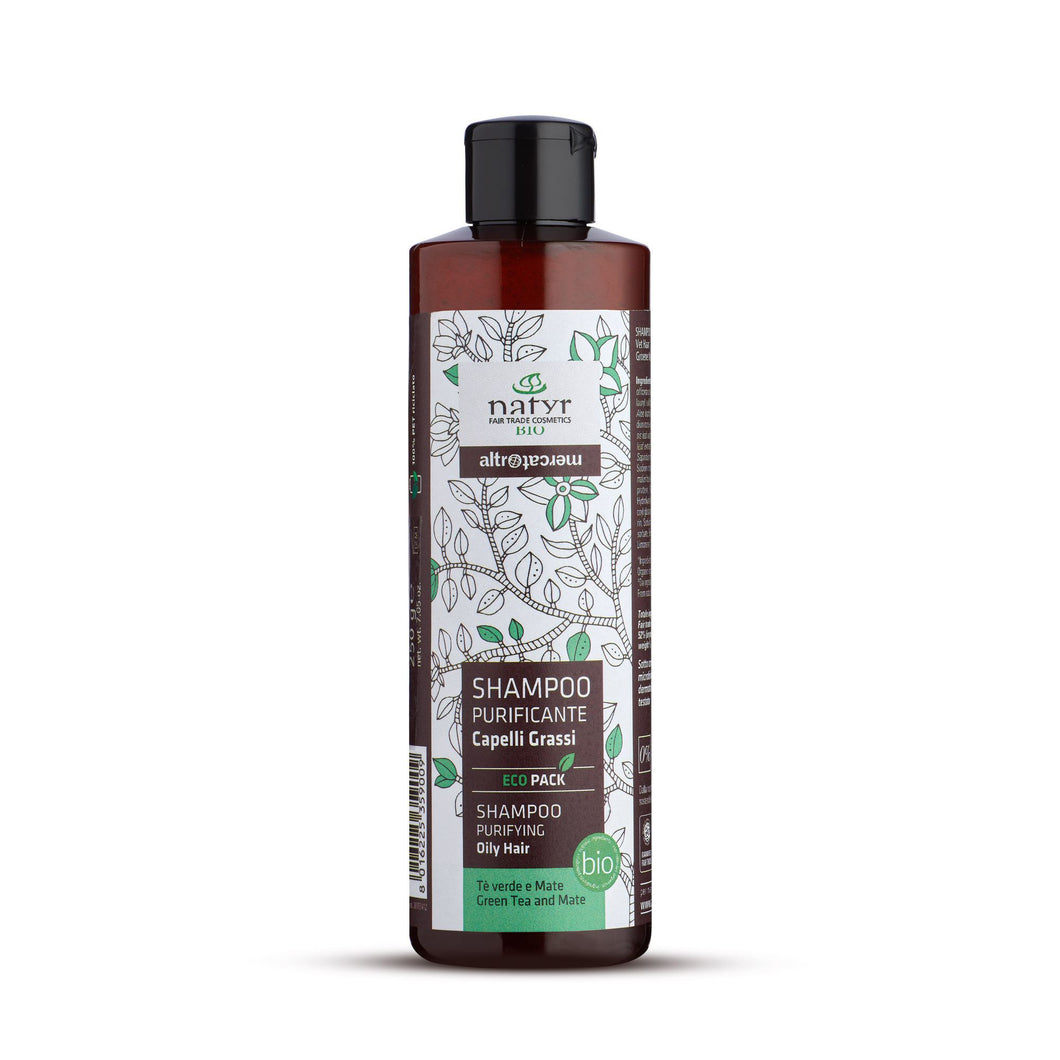 Shampoo - Tè verde e erba mate - capelli grassi - bio | 200 ml